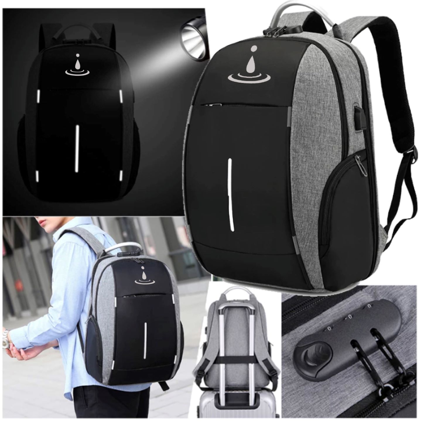 iDemoo PATAGONIA Premium 16 Inch Laptop Backpack with USB Charging Port - Anti-Theft