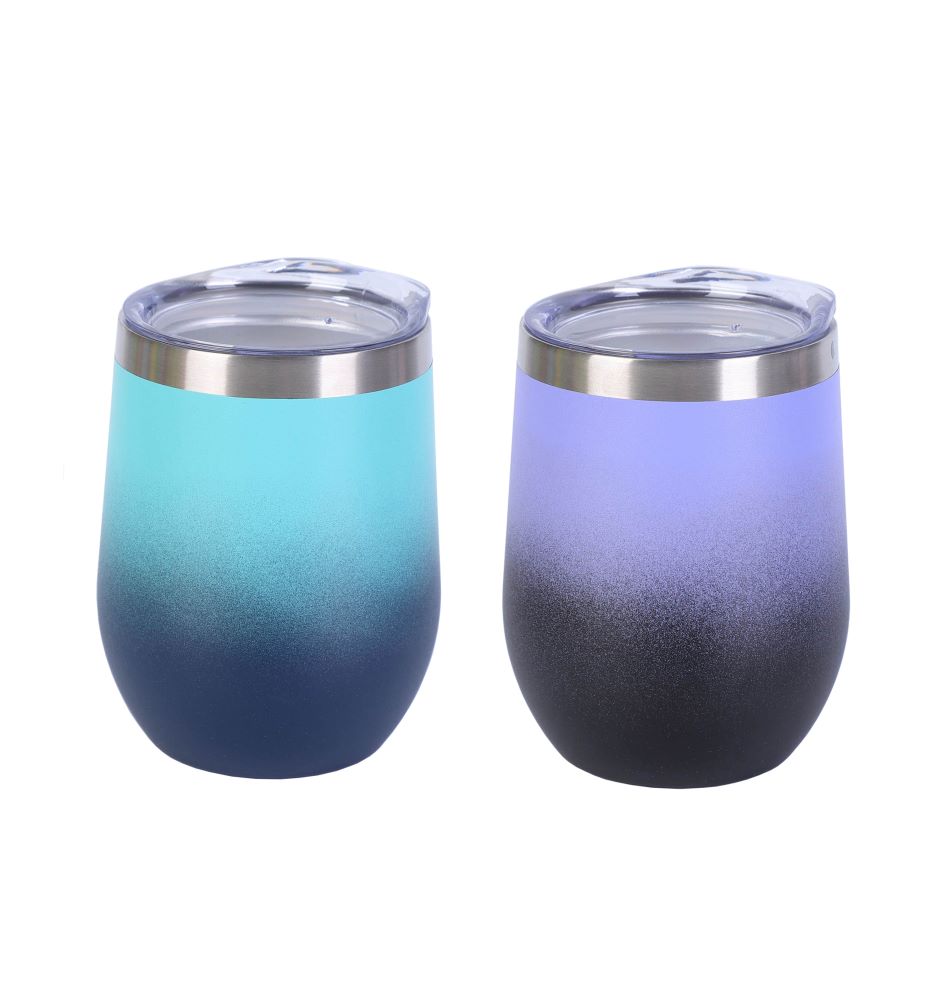 GLACIER Set of 2 - 350ml Stainless Steel Double Wall Mugs - Prismatic Blend