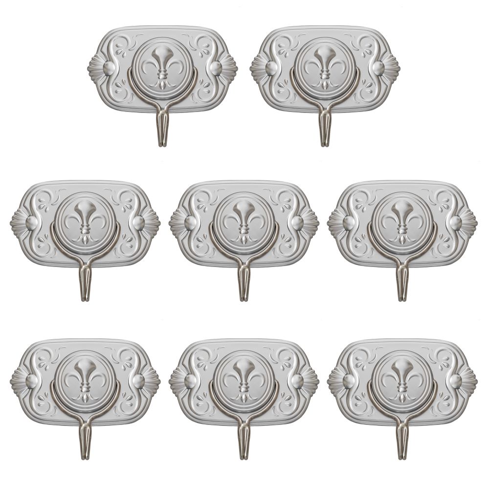 Creative Deco Set of 8 Premium Art-Deco Self Adhesive Hooks - Silver