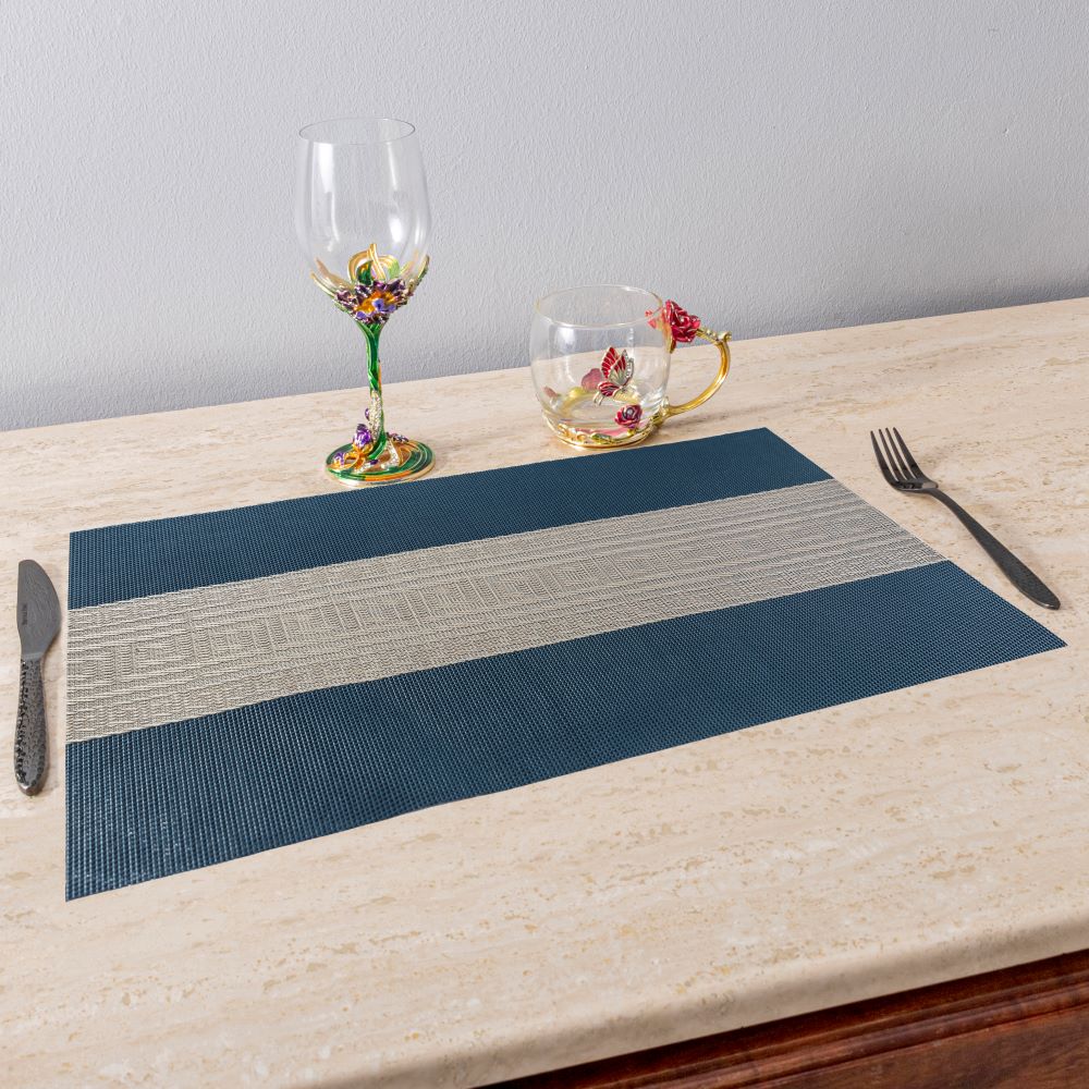 Creative Deco Set of 6 Exquisite Table PVC Place Mats - GLACIER BLUE