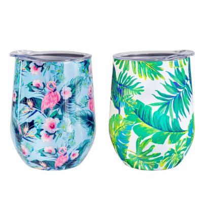 GLACIER Set of 2 - 350ml Stainless Steel Double Wall Mugs - HAWAIIAN JAVA