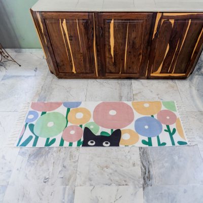 Creative Deco Curious Cat - Vintage Farmhouse Décor Mat - 180cm x 60cm