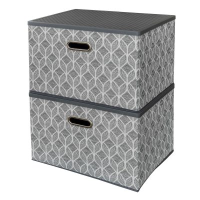Creative Deco DAMASK Premium Storage Boxes with Lids - Set of 2