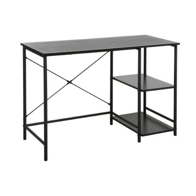 Creative Deco MINSK Home & Office Desk - Workstation with 2 Shelves - BLACK