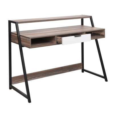 Creative Deco DAKOTA Premium Home & Office Desk with Drawer - RUSTIC BROWN