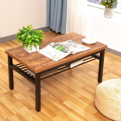 Creative Deco JAVA Modern Coffee Table - 80cm x 45cm - Natural Earth Brown