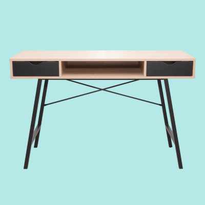 Creative Deco NOBU Premium Home & Office Desk with 2 Drawers - TUSCAN BROWN