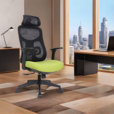 Novogracz Office STRATUS Ergonomic Mesh Chair - LIME GREEN with Black Mesh
