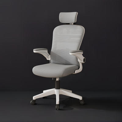 NOVOGRACZ Office ERGONOMIC Premium Mesh Chair - PEARL WHITE with Grey Mesh