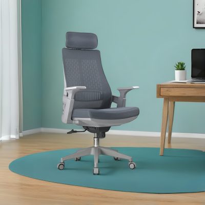 NOVOGRACZ Office SCOTIA Ergonomic Mesh Office Chair with Headrest - Oxford GREY