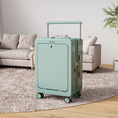 iDemoo AIRBORNE 20 Inch EXECUTIVE AVIATOR Luggage Suitcase - OLIVE GREEN