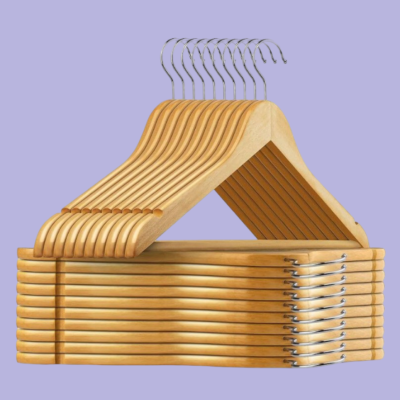 Creative Deco Basics Luxury Wooden Hangers - 20 PACK - NATURAL LIGHT BROWN
